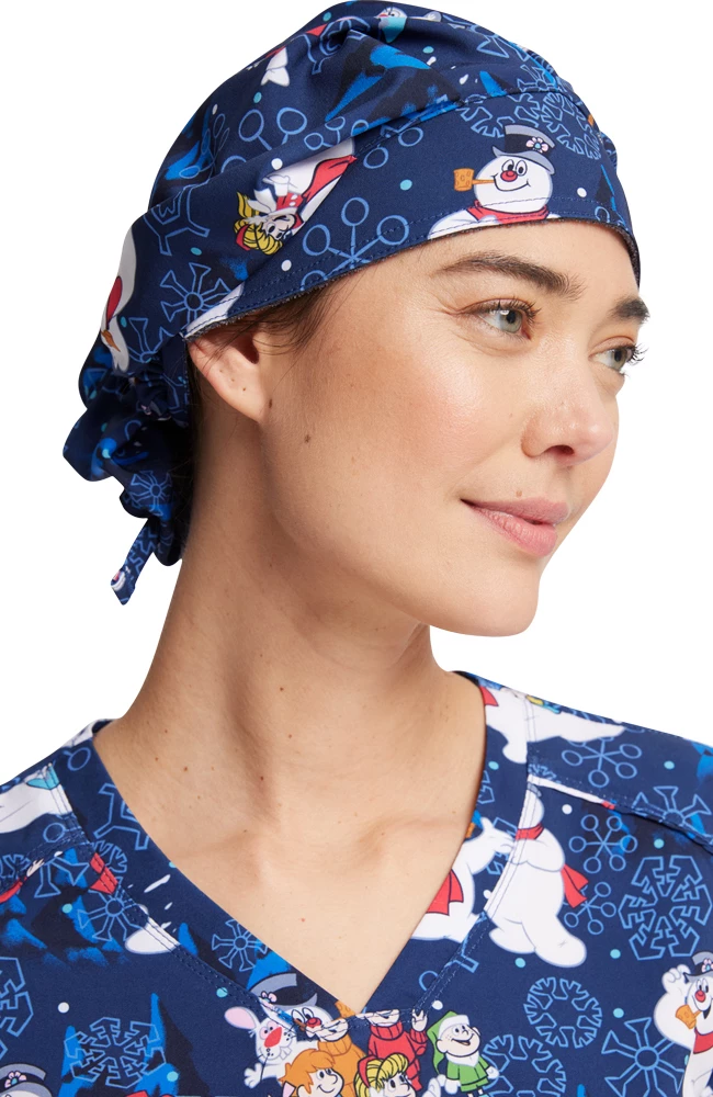 Cherokee Women's Stay Frosty Print Bouffant Scrub Hat 3 Cherokee Women's Stay Frosty Print Bouffant Scrub Hat - Image 3