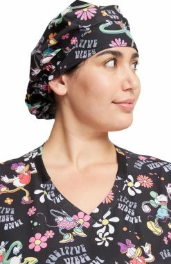 Cherokee Women's Positive Vibes Print Bouffant Scrub Hat -Scrubs for Women Sales Store 3 ck tf514 print 650