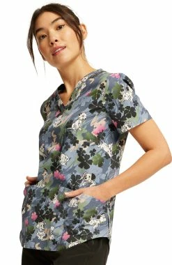 Cherokee Women's Plain Sight Puppies Print Scrub Top -Scrubs for Women Sales Store 3 ck tf736 print 650