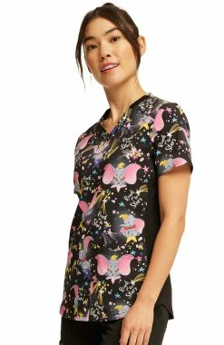 Cherokee Women's Dumbo High Flyer Print Scrub Top 6 Cherokee Women's Dumbo High Flyer Print Scrub Top -Scrubs for Women Sales Store 3 ck tf780 print 650