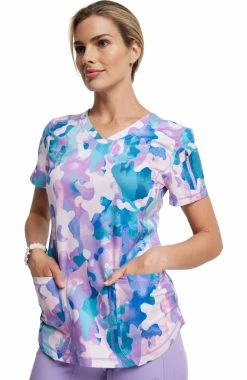 Dickies Women's Soft Camo-tion Print Scrub Top -Scrubs for Women Sales Store 3 di dk731 print 650 2