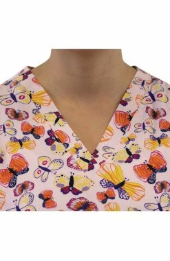 Maevn Uniforms Women's Candy Of Butterfly Print Scrub Top -Scrubs for Women Sales Store 3 mv 1767 print 650