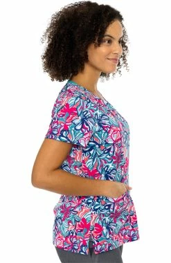 Med Couture Women's Vicky Floral Tropical Print Scrub Top -Scrubs for Women Sales Store 3 pe 8564 print 650 1