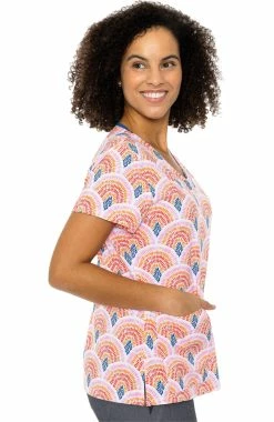 Med Couture Women's Vicky Seashells Print Scrub Top -Scrubs for Women Sales Store 3 pe 8564 print 650