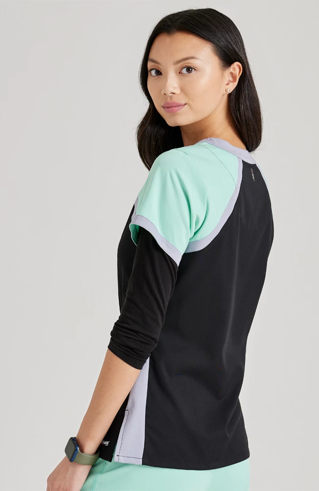 Grey's Anatomy Women's Tri-Color V-Neck Solid Scrub Top 4 Grey's Anatomy Women's Tri-Color V-Neck Solid Scrub Top - Image 4