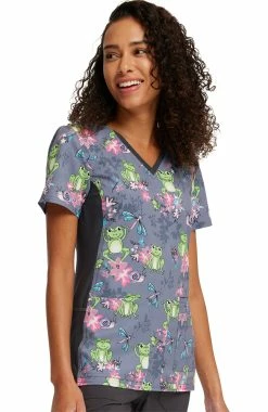 Cherokee Women's Knit Panel Toad-ally Floral Friends Print Scrub Top 7 Cherokee Women's Knit Panel Toad-ally Floral Friends Print Scrub Top -Scrubs for Women Sales Store 4 ck ck636 print 650