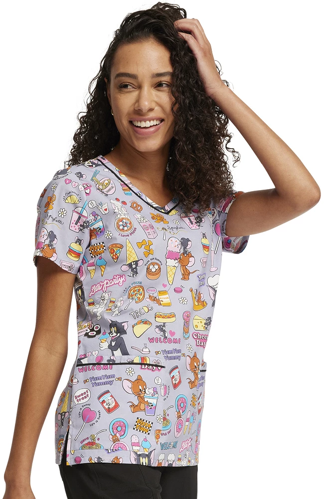 Cherokee Women's Yum Yum Yummy Print Scrub Top 4 Cherokee Women's Yum Yum Yummy Print Scrub Top - Image 4
