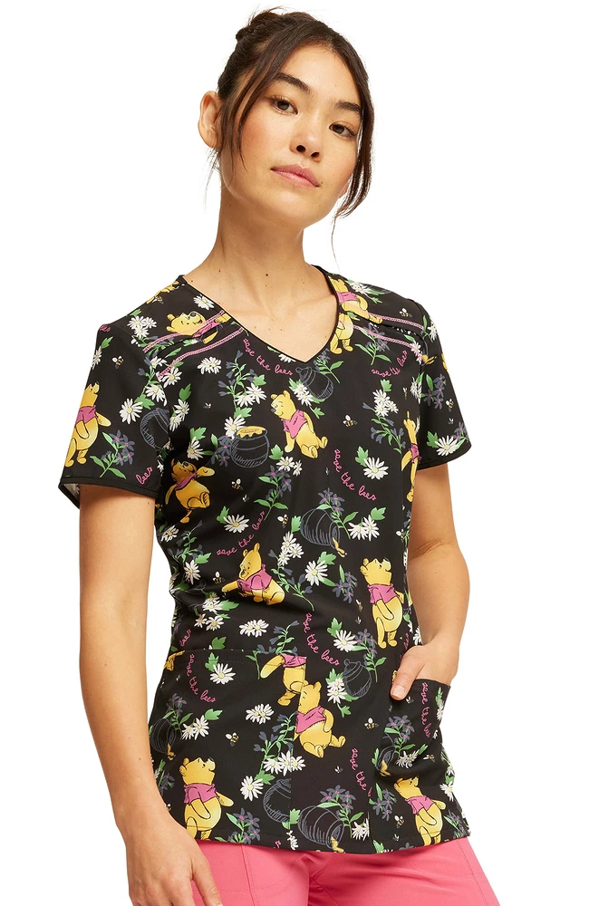 Cherokee Women's Bee Rescue Print Scrub Top 4 Cherokee Women's Bee Rescue Print Scrub Top - Image 4
