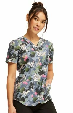 Cherokee Women's Plain Sight Puppies Print Scrub Top -Scrubs for Women Sales Store 4 ck tf736 print 650