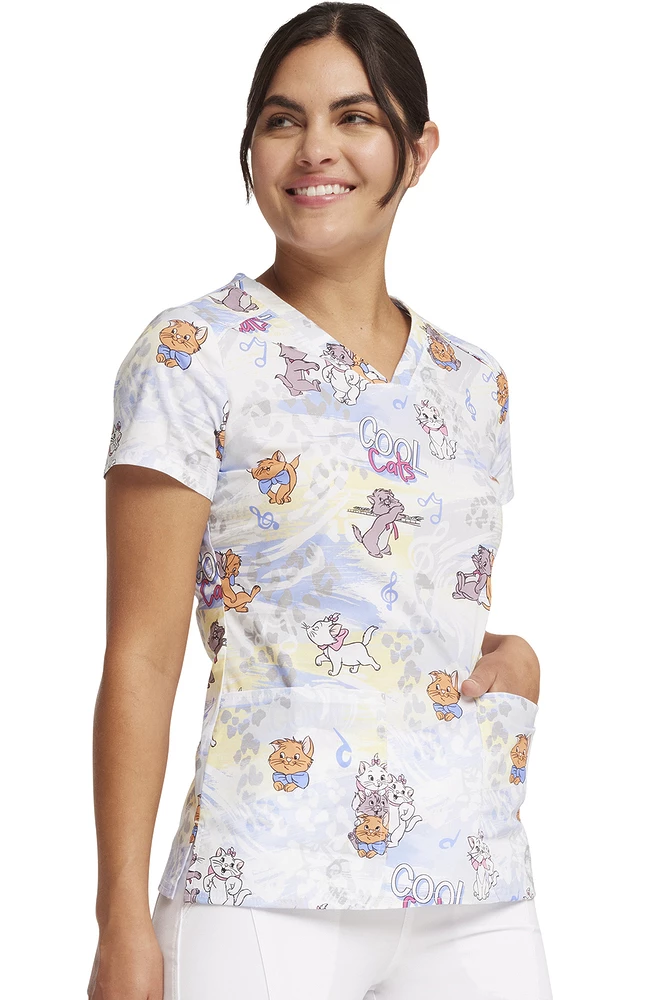Cherokee Women's Hip Cats Print Scrub Top 4 Cherokee Women's Hip Cats Print Scrub Top - Image 4