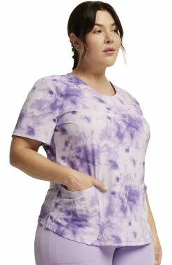 Dickies Women's Tonal Tie Dye Lavender Print Scrub Top -Scrubs for Women Sales Store 4 di dk623 print 650