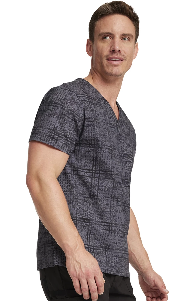 Dickies Men's Plaid Distress Print Scrub Top 4 Dickies Men's Plaid Distress Print Scrub Top - Image 4