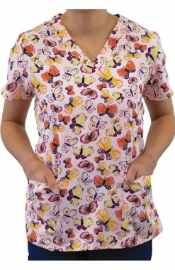 Maevn Uniforms Women's Candy Of Butterfly Print Scrub Top -Scrubs for Women Sales Store 4 mv 1767 print 650