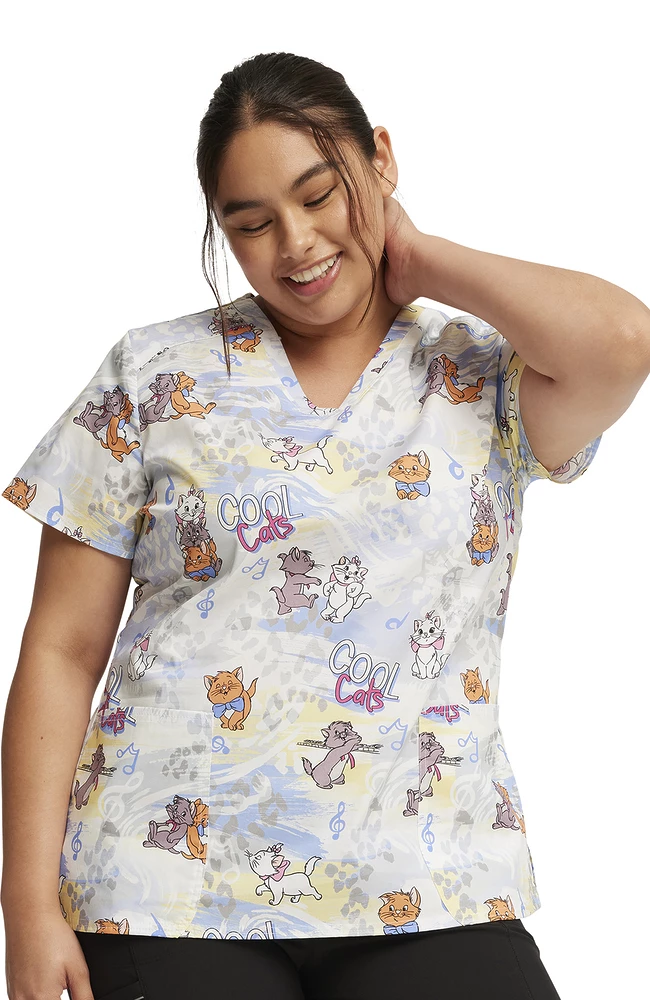 Cherokee Women's Hip Cats Print Scrub Top 5 Cherokee Women's Hip Cats Print Scrub Top - Image 5