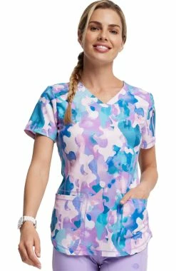 Dickies Women's Soft Camo-tion Print Scrub Top -Scrubs for Women Sales Store 5 di dk731 print 650 1
