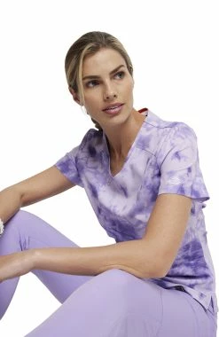 Dickies Women's Tonal Tie Dye Lavender Print Scrub Top -Scrubs for Women Sales Store 7 di dk623 print 650